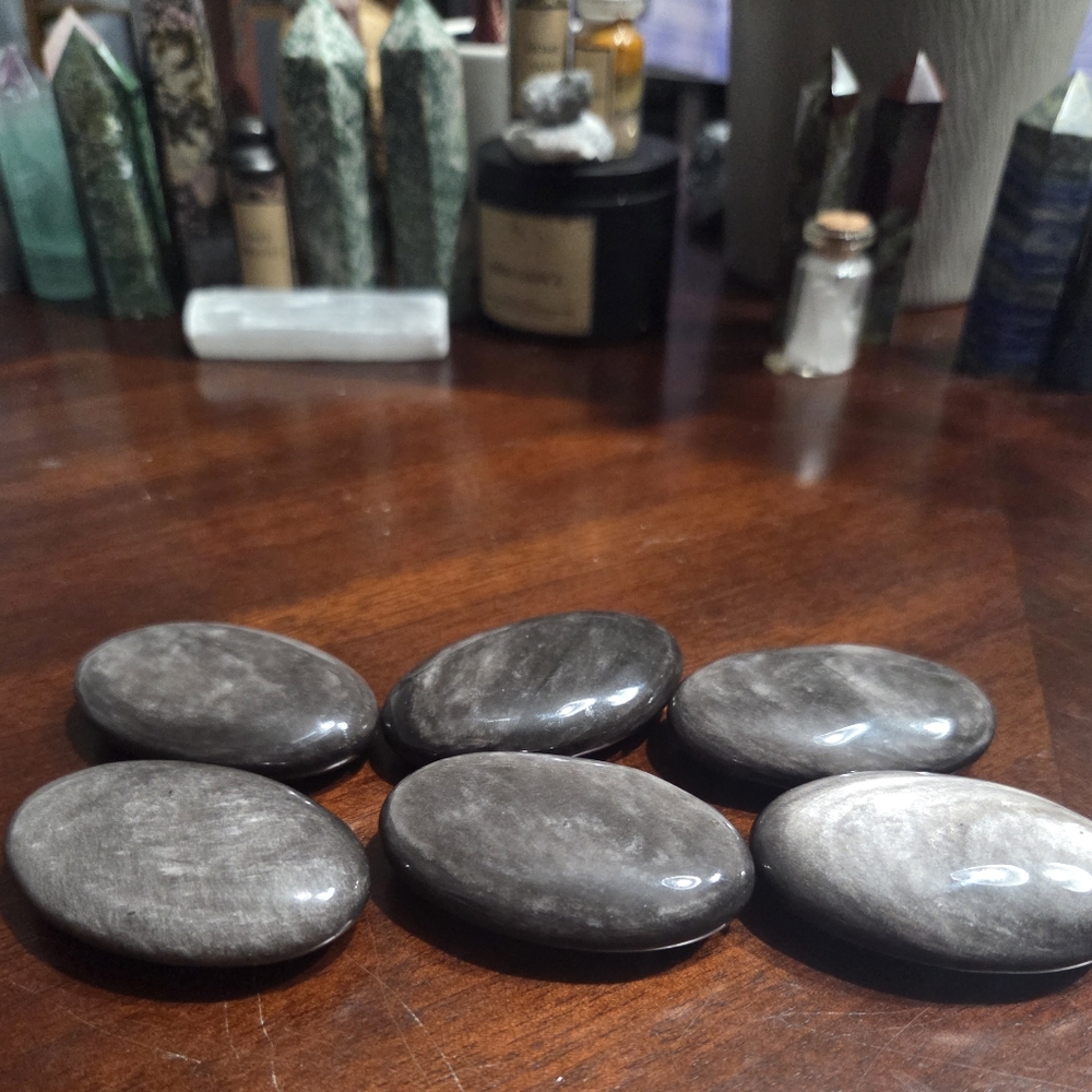 Silver Sheen Obsidian Palmstone - Picture 16 of 16